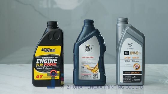 Blaasfles in de mal Etiketten Motoroliefles Sticker Lage statische